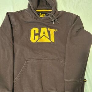 CAT Men's Brown Hoodie with Yellow Logo